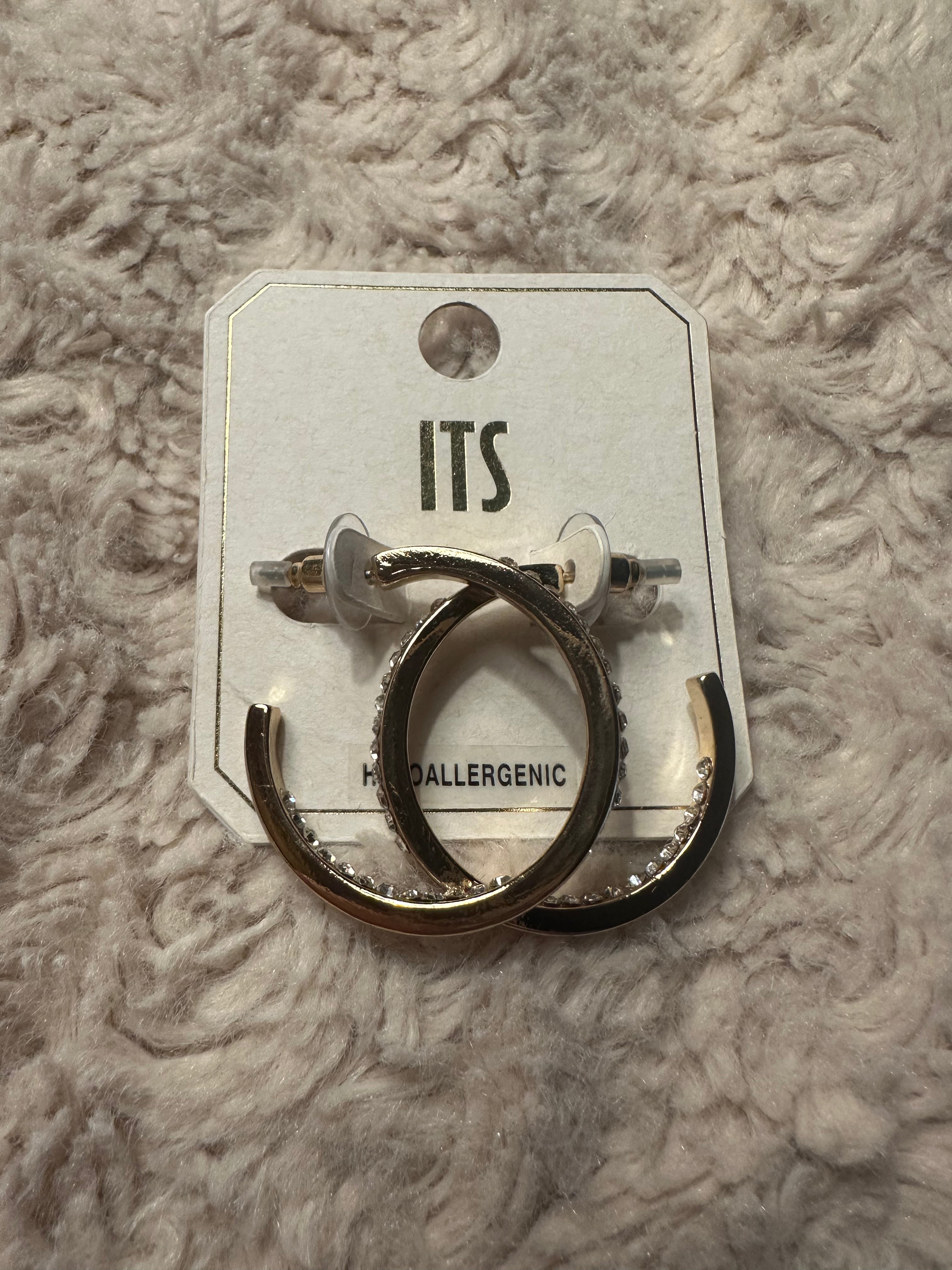 Gold Hoop Earrings with CZ design