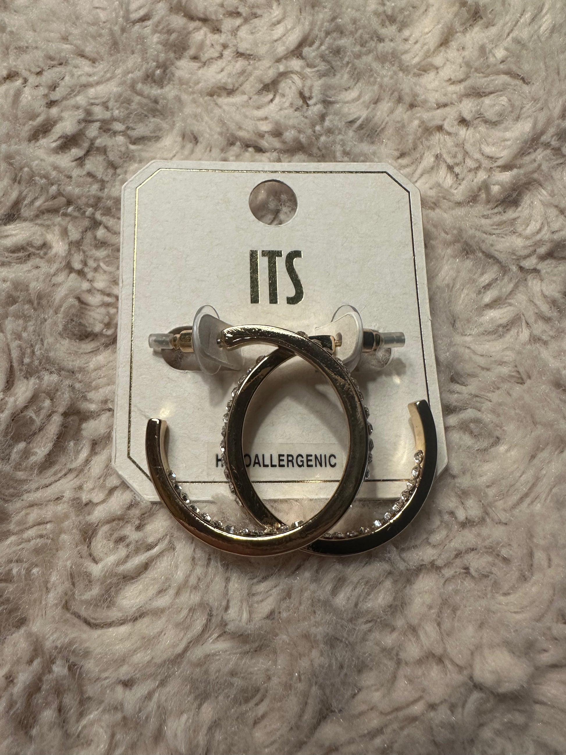 Gold Hoop Earrings with CZ design