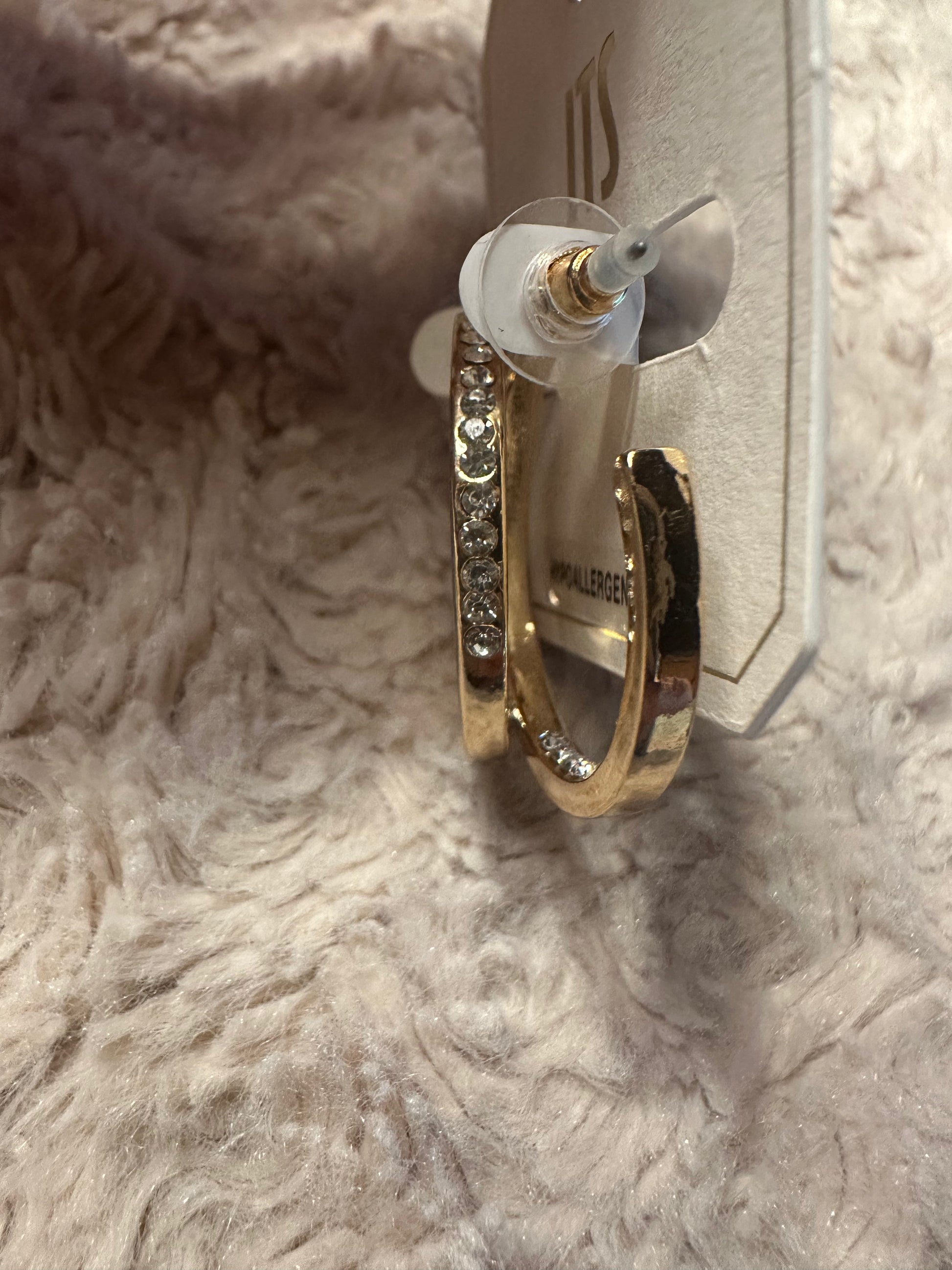 Gold Hoop Earrings with CZ design