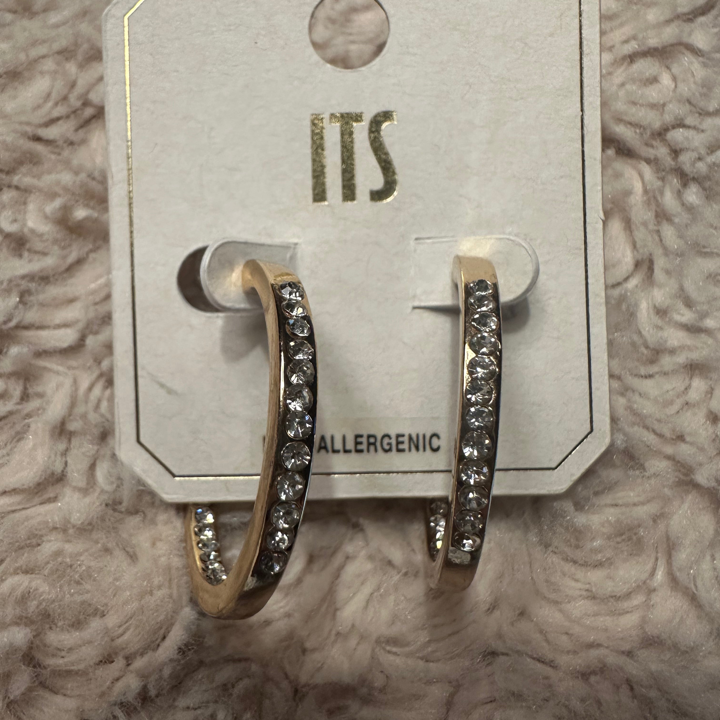 Gold Hoop Earrings with CZ design