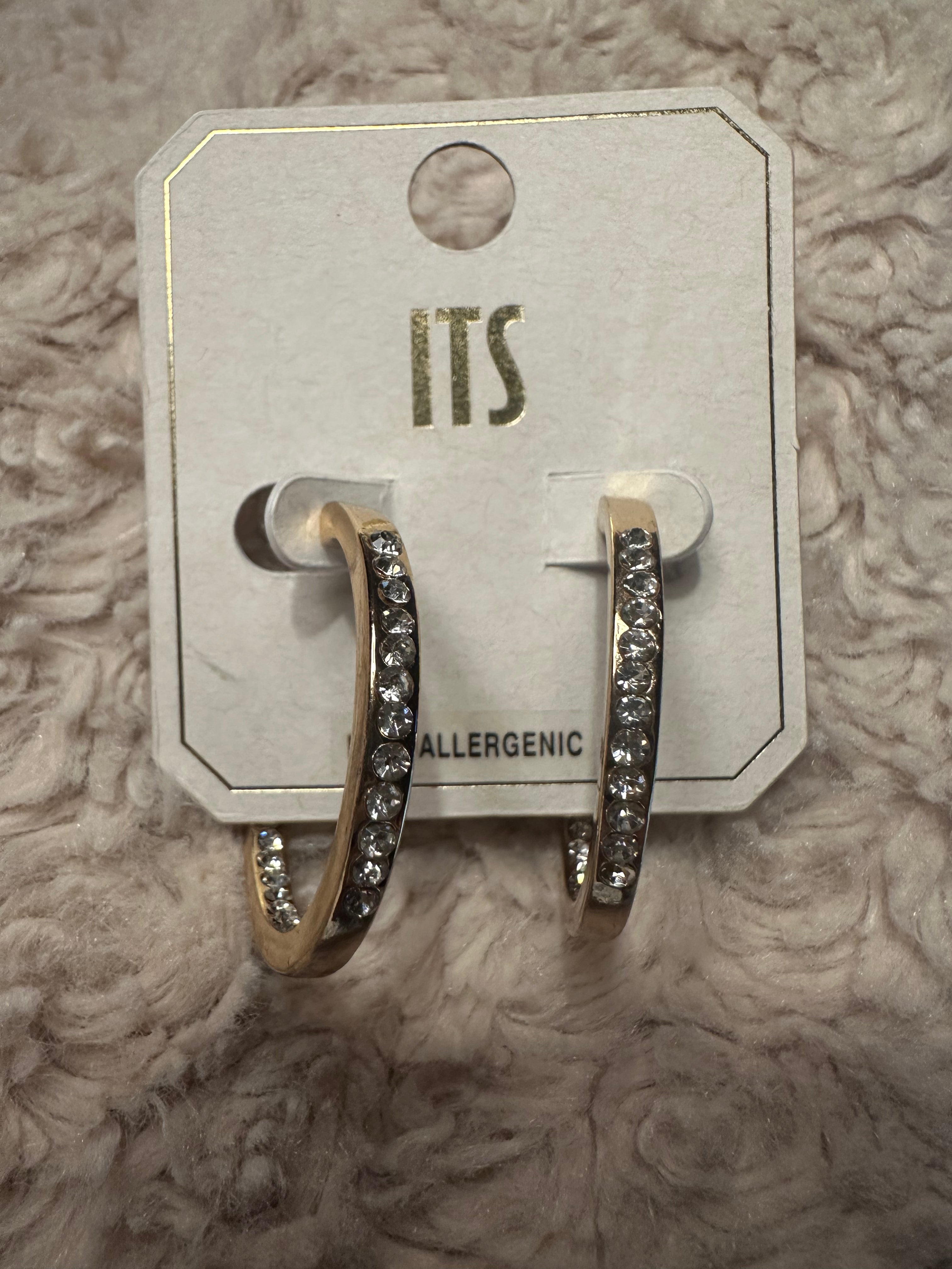 Gold Hoop Earrings with CZ design