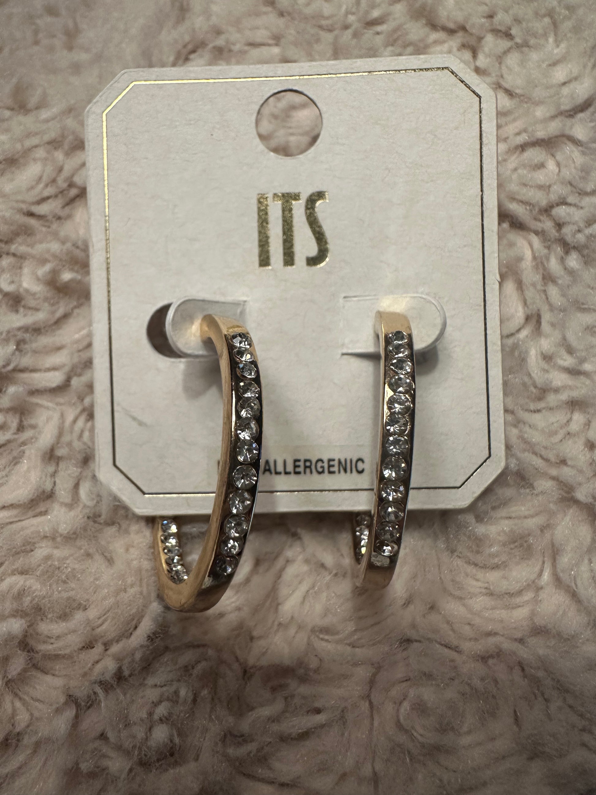 Gold Hoop Earrings with CZ design