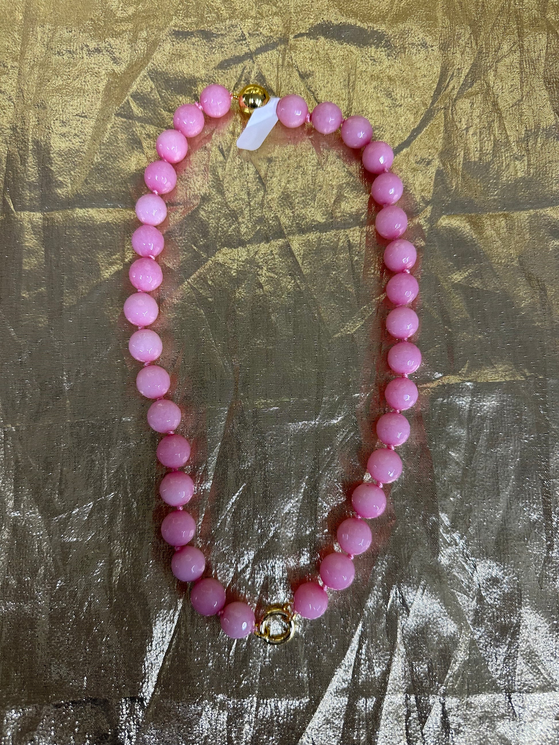 Medium Textured Bead with Magnetic Clasp Necklace