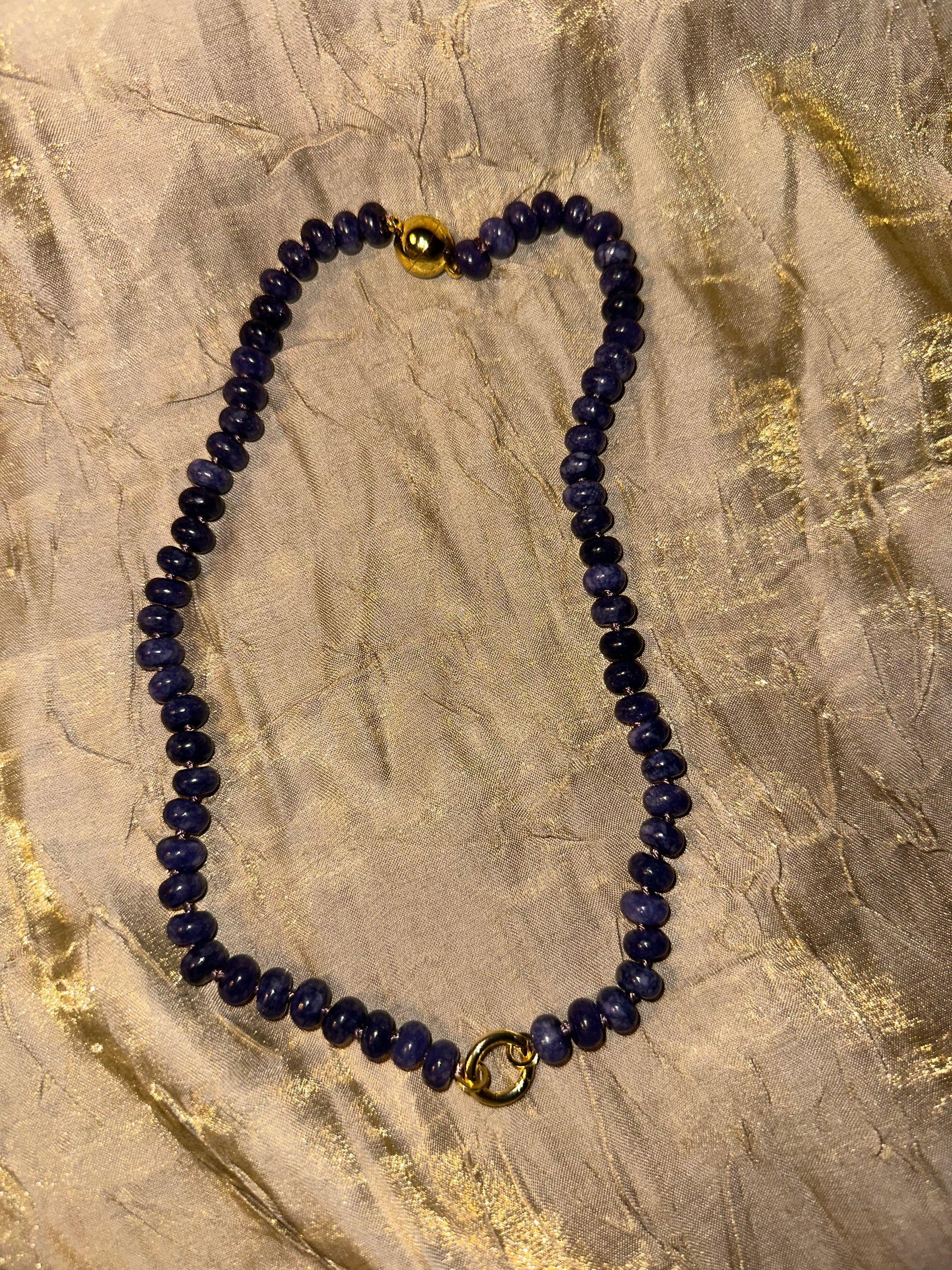 Small Magnetic Clasp Beaded Necklace with Charm Loop