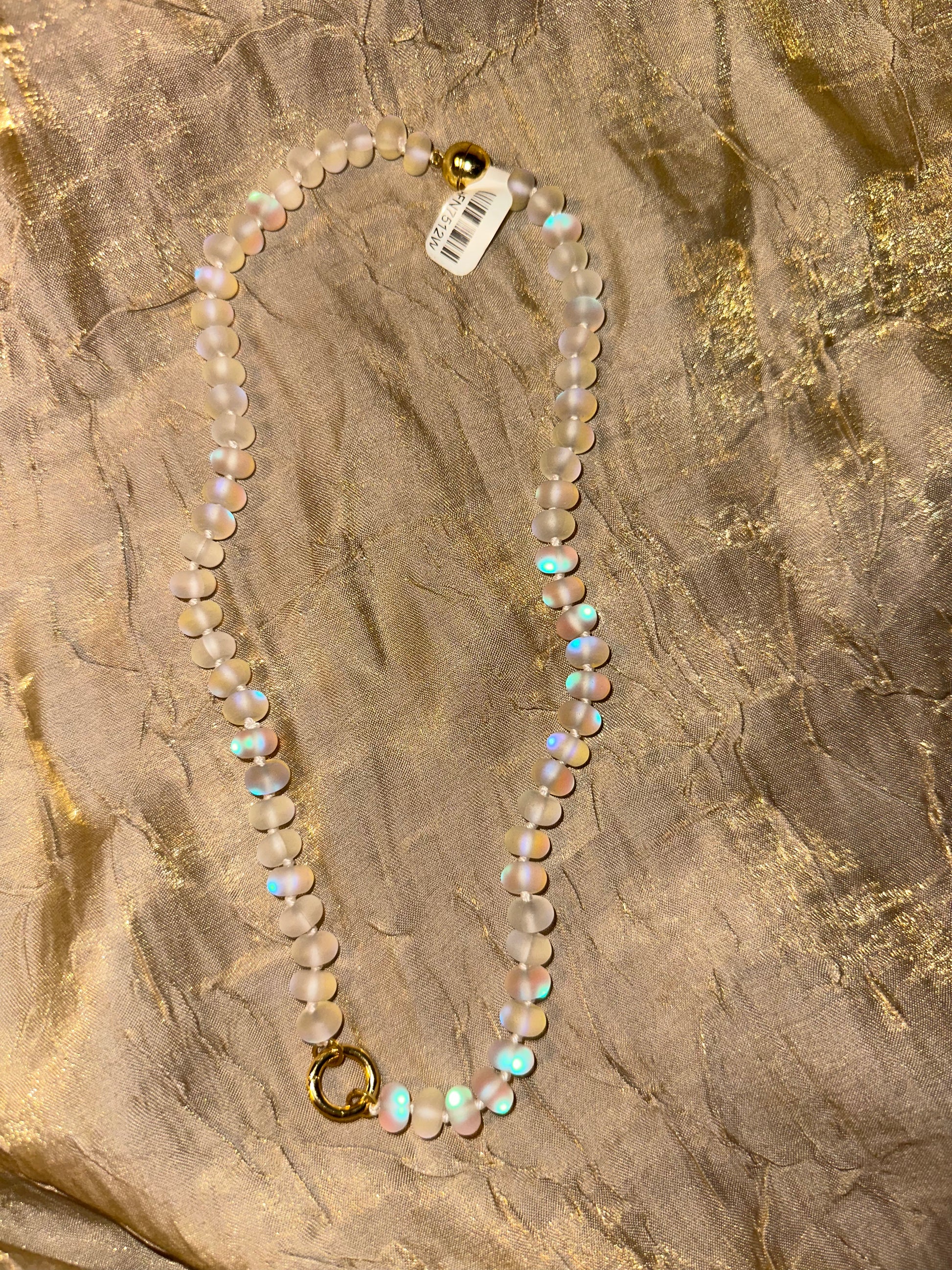 Small Magnetic Clasp Beaded Necklace with Charm Loop