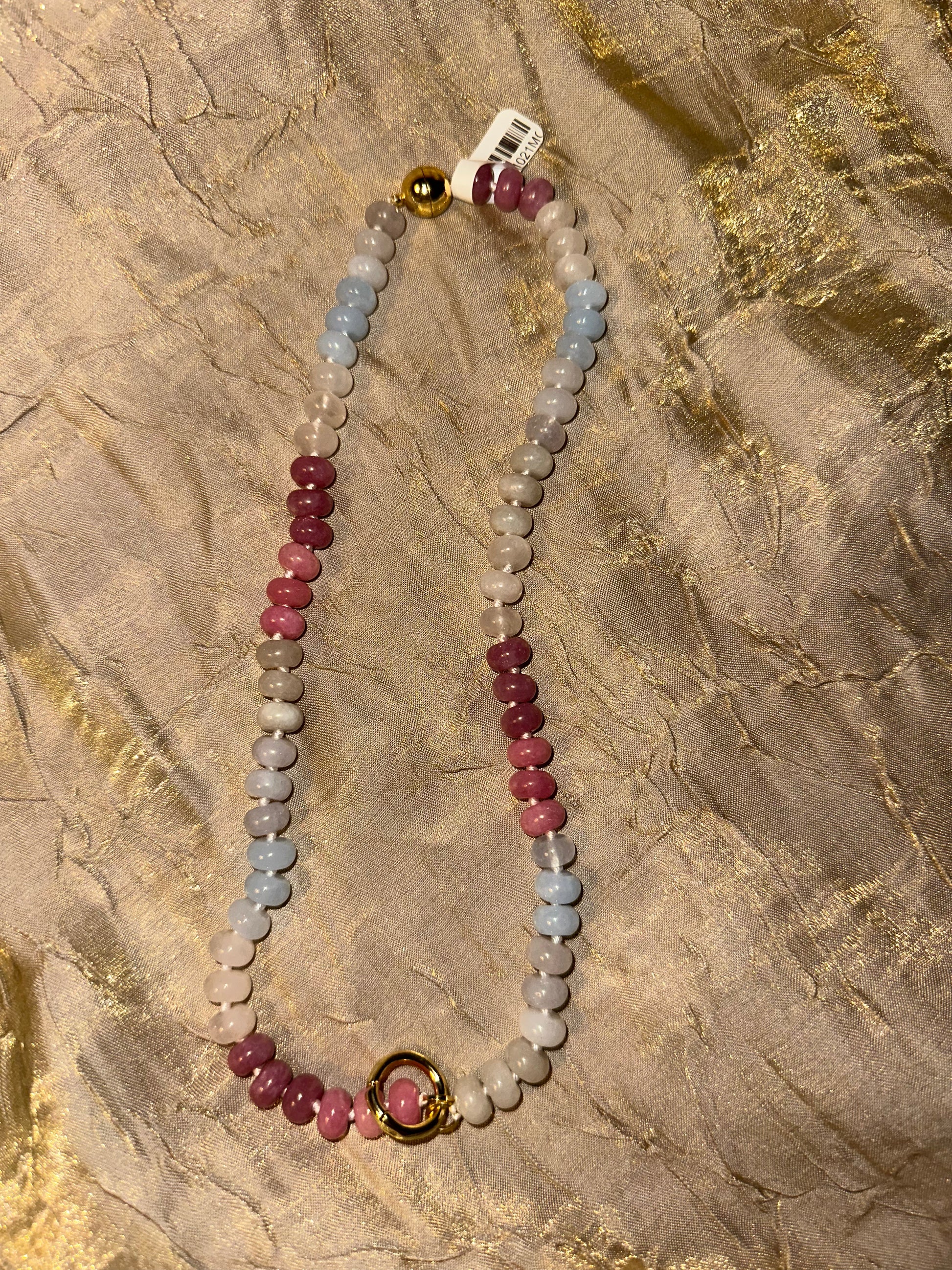 Small Magnetic Clasp Beaded Necklace with Charm Loop