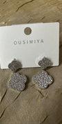 Silver Double Clover Sparkle Earrings