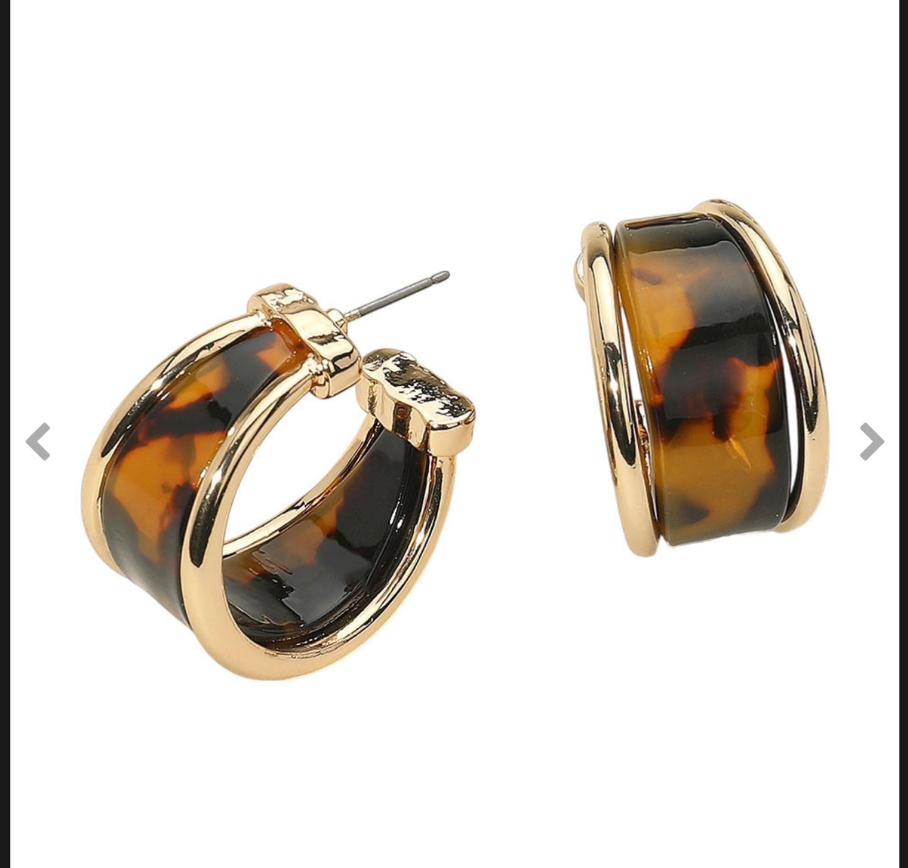 Tortoise Large Hoop Earrings with Gold Trim
