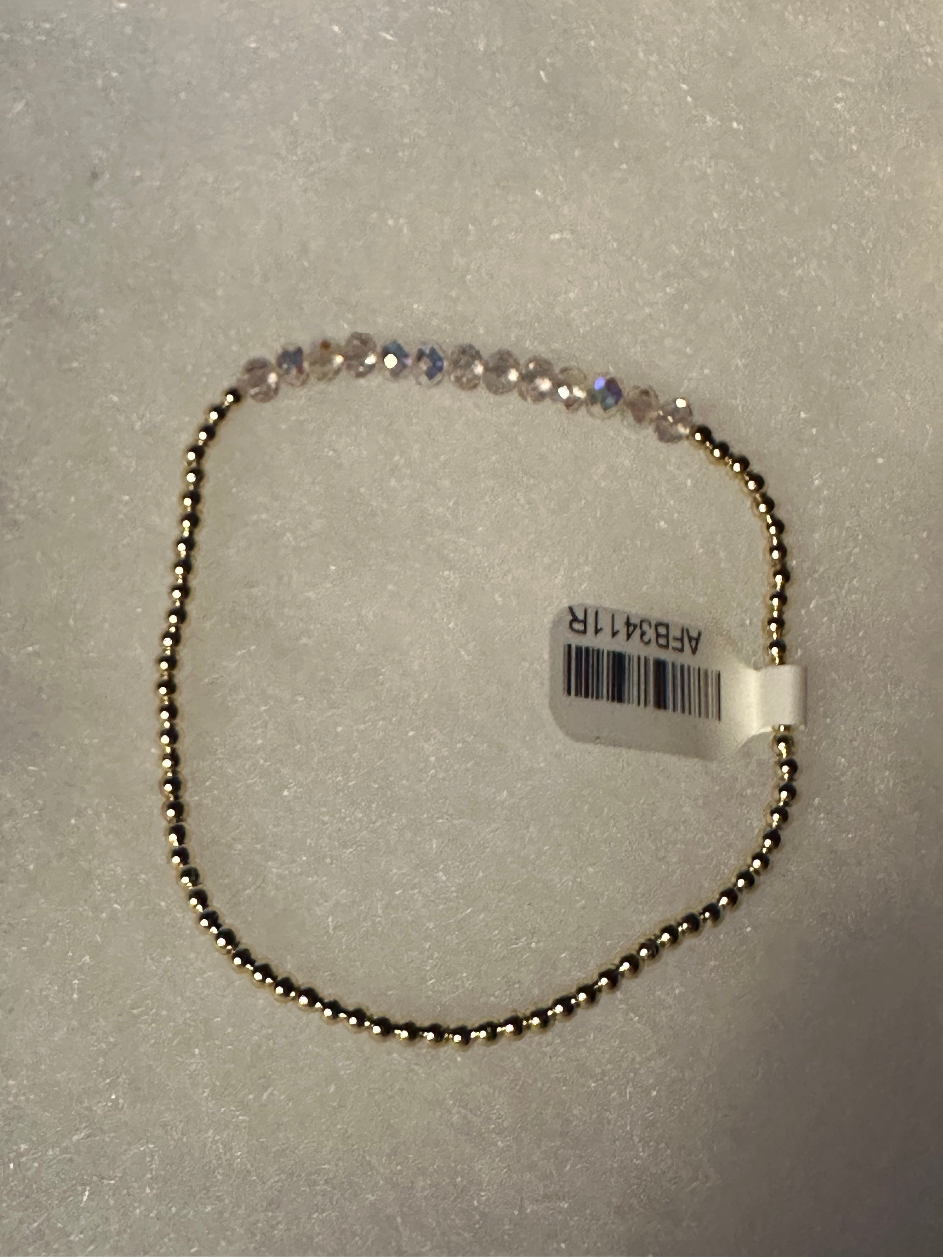 Petite Bead Gold and Iridescent Bracelet - 6.5 inch