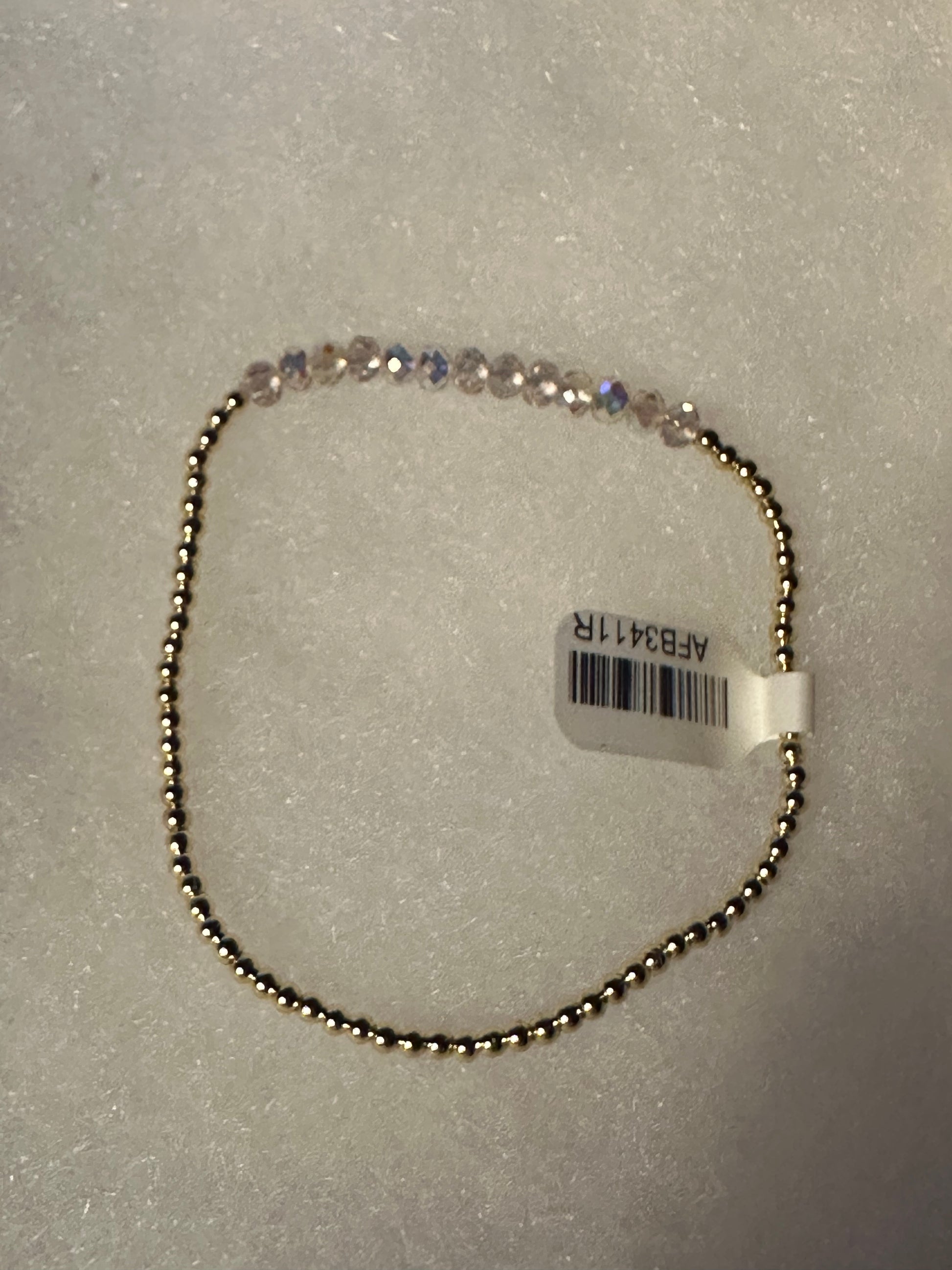 Petite Bead Gold and Iridescent Bracelet - 6.5 inch