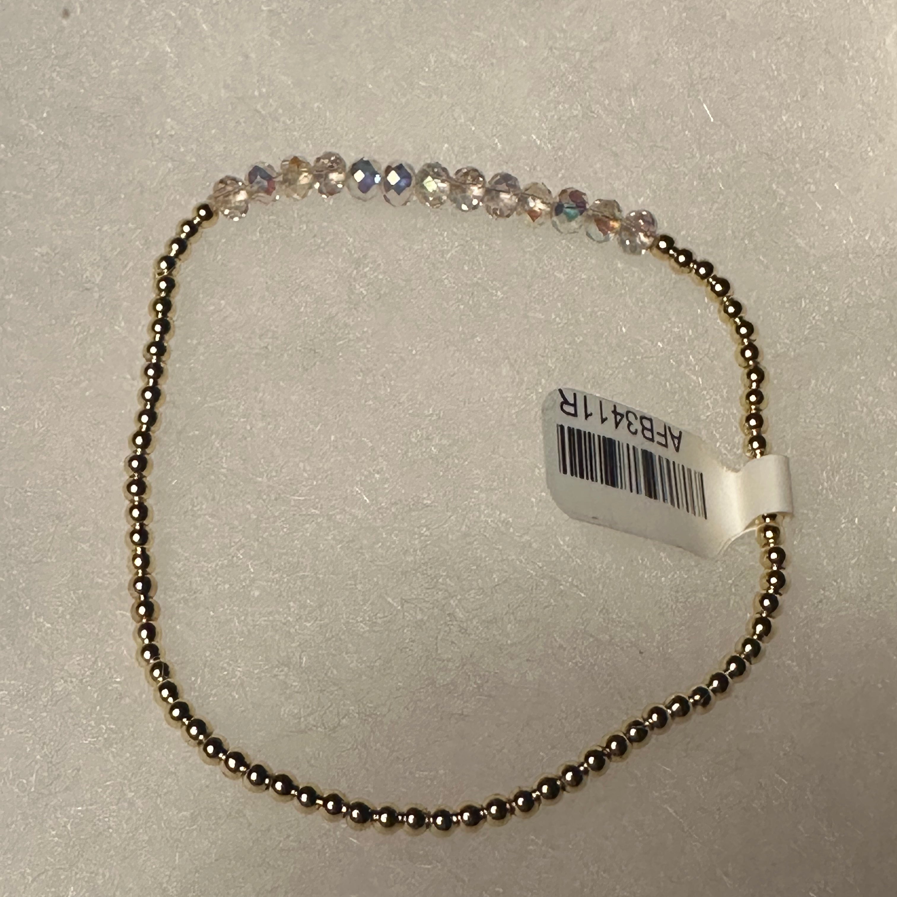Petite Bead Gold and Iridescent Bracelet - 6.5 inch
