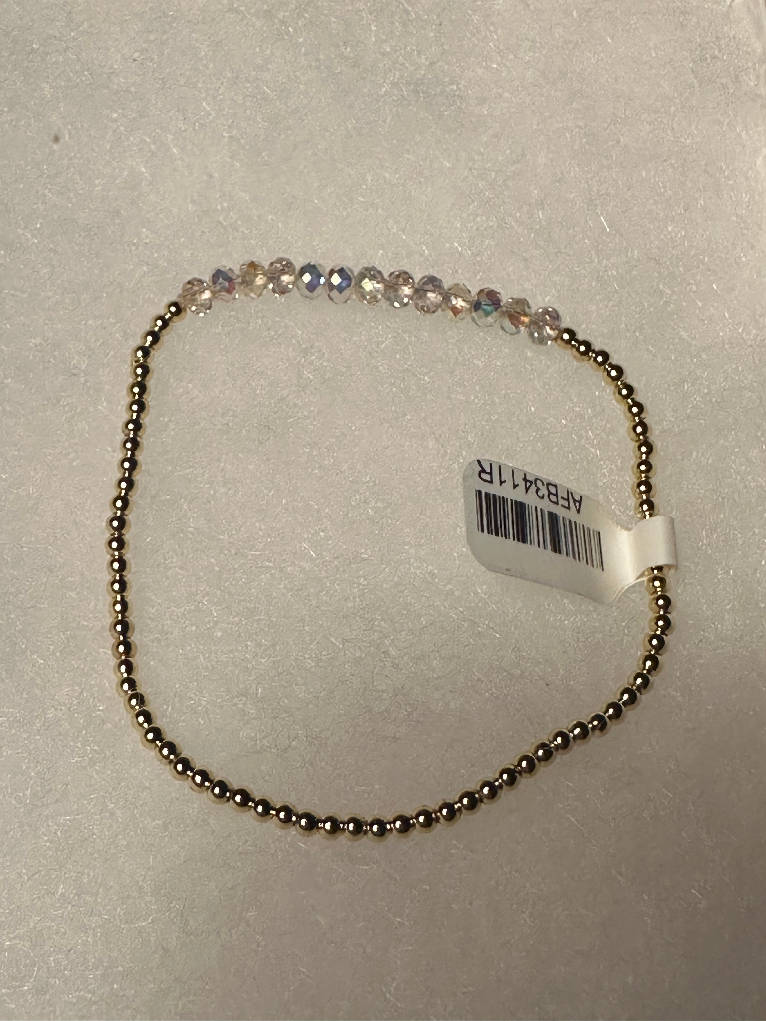 Petite Bead Gold and Iridescent Bracelet - 6.5 inch