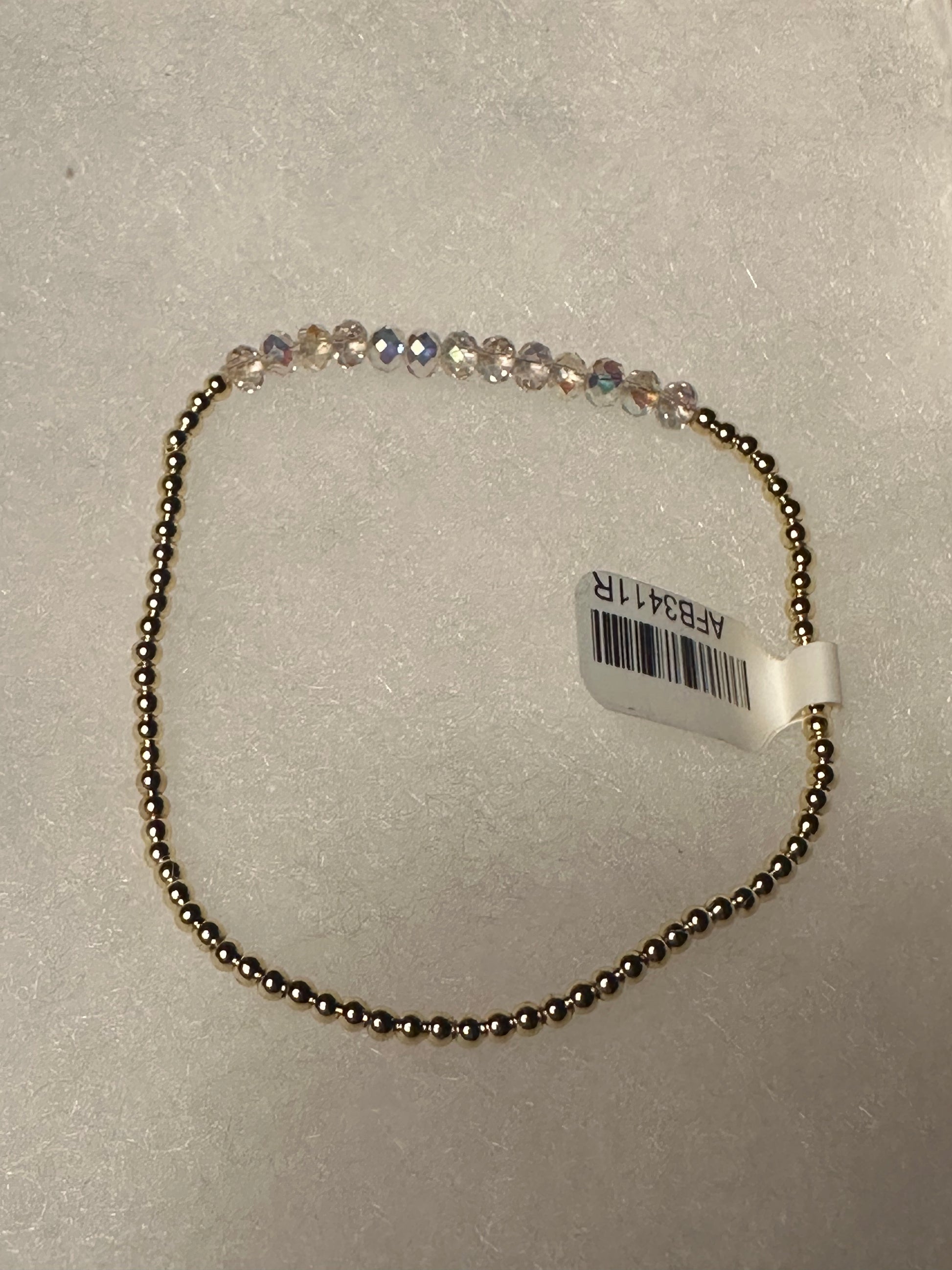 Petite Bead Gold and Iridescent Bracelet - 6.5 inch