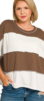 Wide Striped French Terry Oversized Top