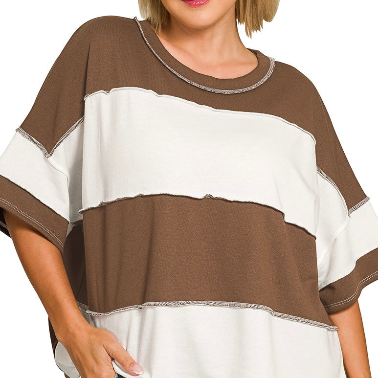 Wide Striped French Terry Oversized Top