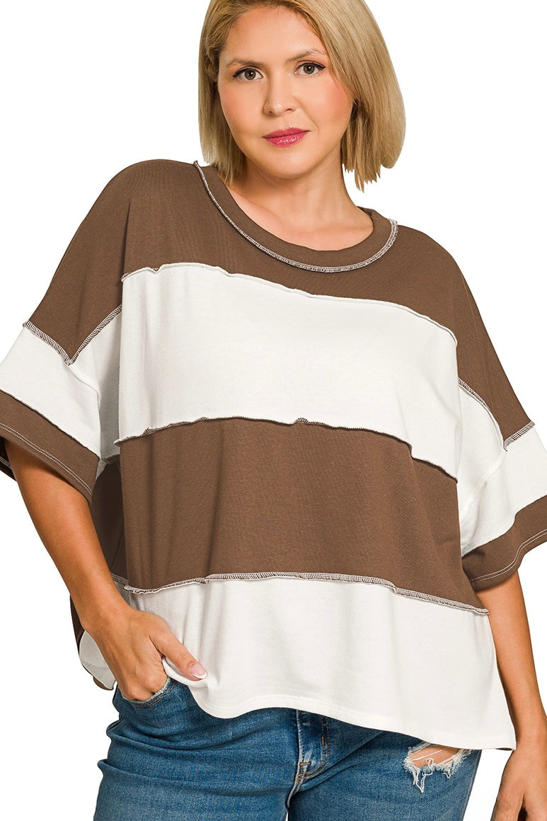 Wide Striped French Terry Oversized Top