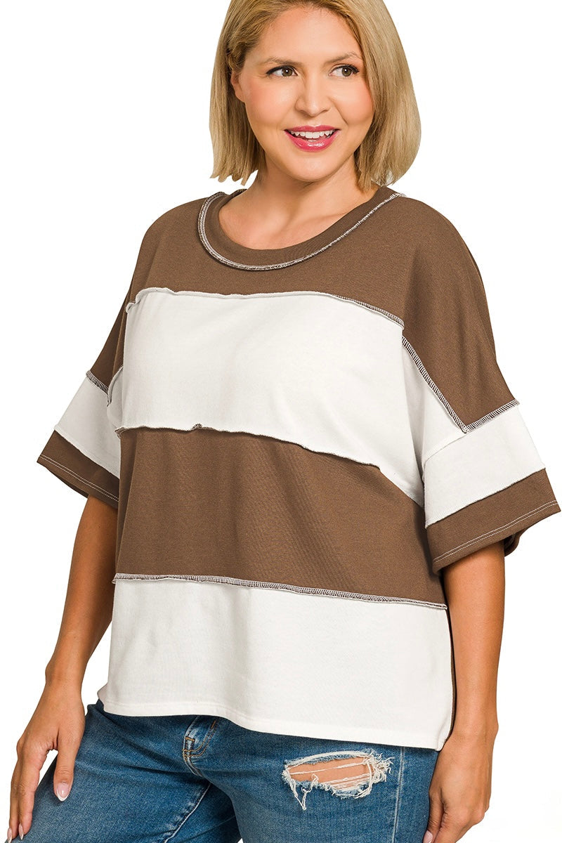 Wide Striped French Terry Oversized Top
