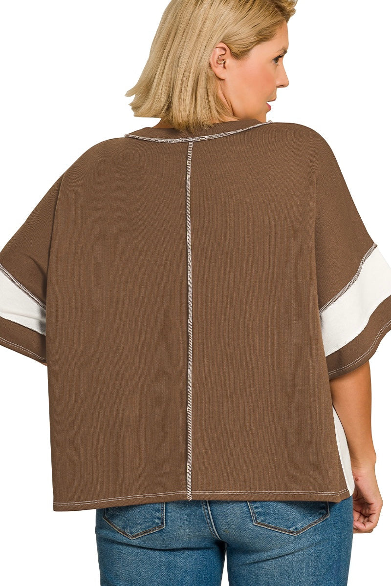 Wide Striped French Terry Oversized Top