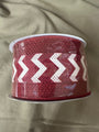 Red and white chevron wired ribbon spool, 2.5-inch x 10 yards