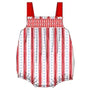 Red and white striped bubble with a checkered pattern on a plain background