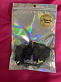 Black bow glitter car vent  clips in a holographic bag with 'Heavenly grace'' label on a pink background
