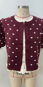 Wine Polka Dot Short Sleeve Cardigan