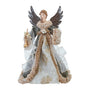 Decorative angel figurine with a flowing gown and wings on a white background