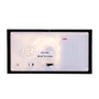 The back view of a rectangular electronic device with a black outer frame and a translucent white backplate, showing internal components, a small label reading 'JEL1442 MADE IN CHINA', and a white connector block.