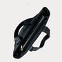 Black bag with a gold zipper on a white background