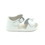 White sandal with a bow on a white background