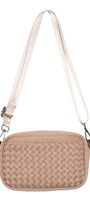 Brown Neoprine Woven Crossbody Bag