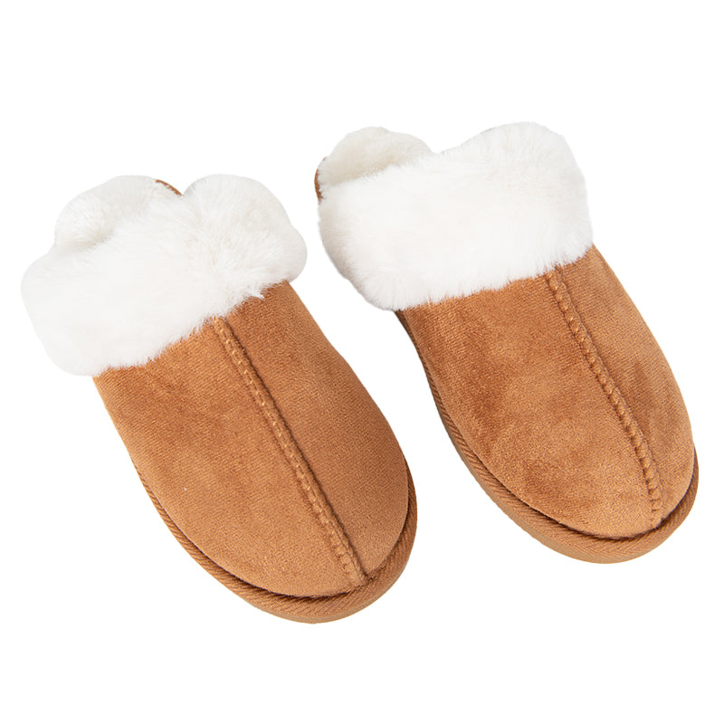 Chestnut Faux Fur Slip-On House Shoes