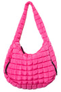 Hot Pink Oversized Quilted Hobo Tote Bag