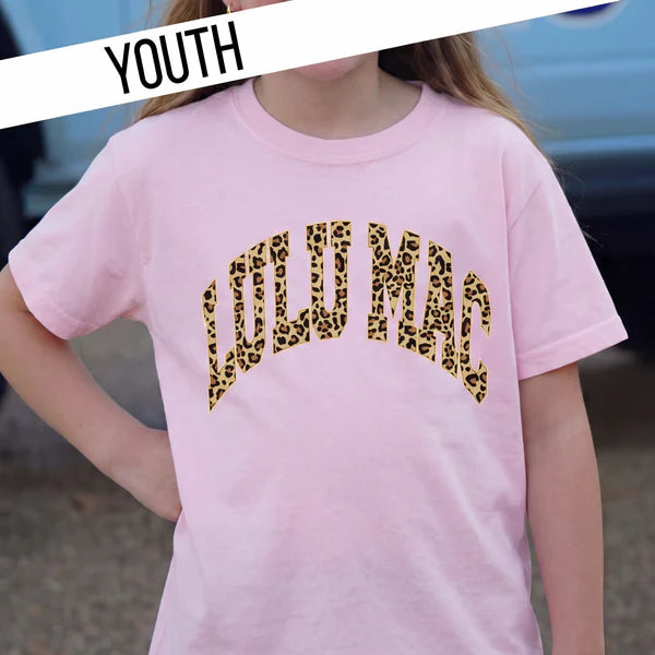 Youth Lulu Mac Leopard Comfort Colors Tee in Blossom