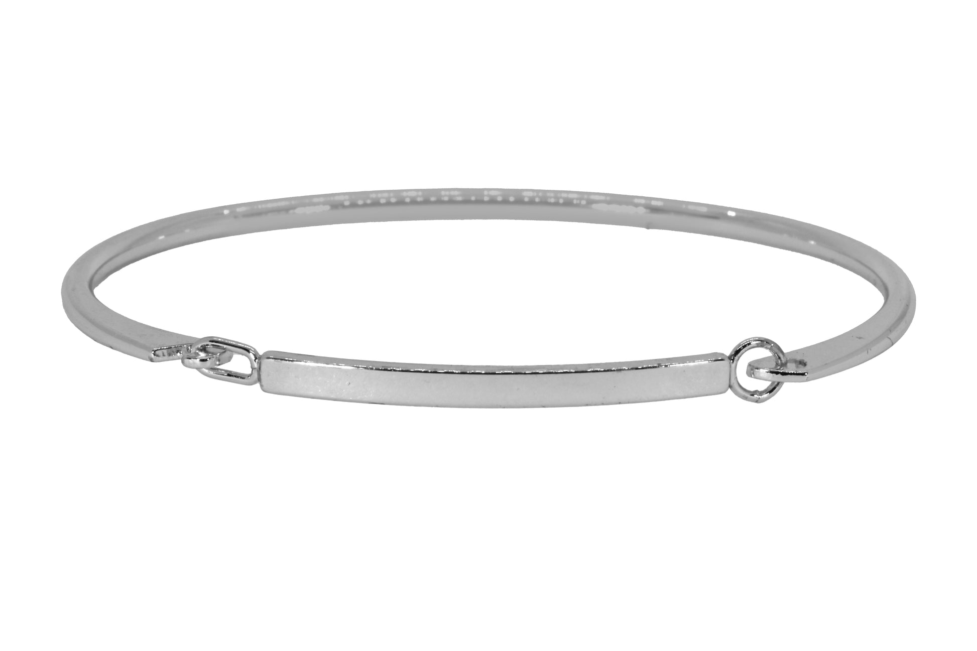 Silver bangle on a white background