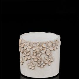 Cement Pot with Flowers