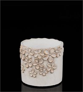 Cement Pot with Flowers