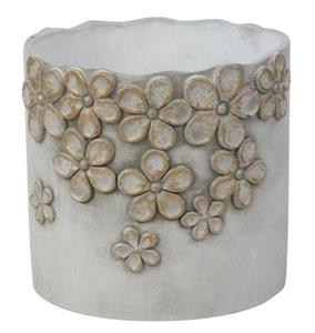 Cement Pot with Flowers