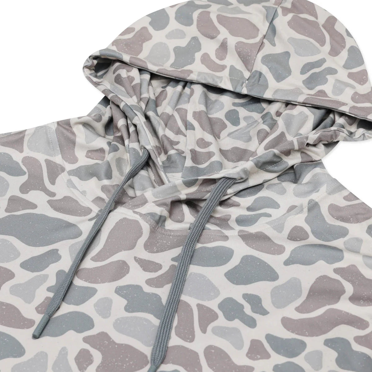 Hoodie with a camouflage pattern on a white background