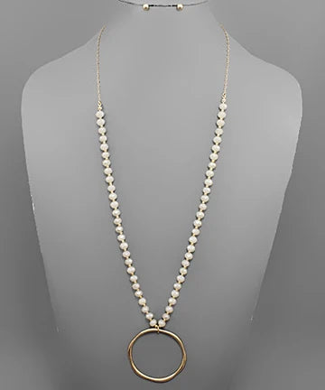 Glass Beads Circle Long Necklace