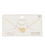 Double link chain on card with necklace on white background
