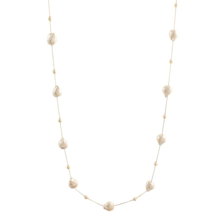 Baroque Pearl Station Y Necklace