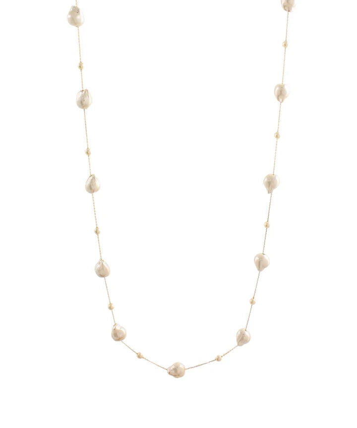 Baroque Pearl Station Y Necklace