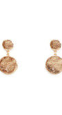 Pair of gold earrings on a white background