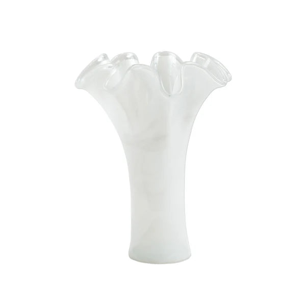 White vase with a unique design on a white background