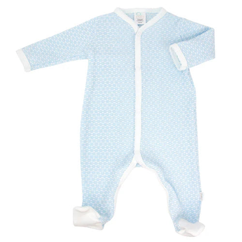 Blue baby onesie  on a white background
