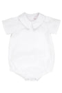 White baby romper with short sleeves on a white background