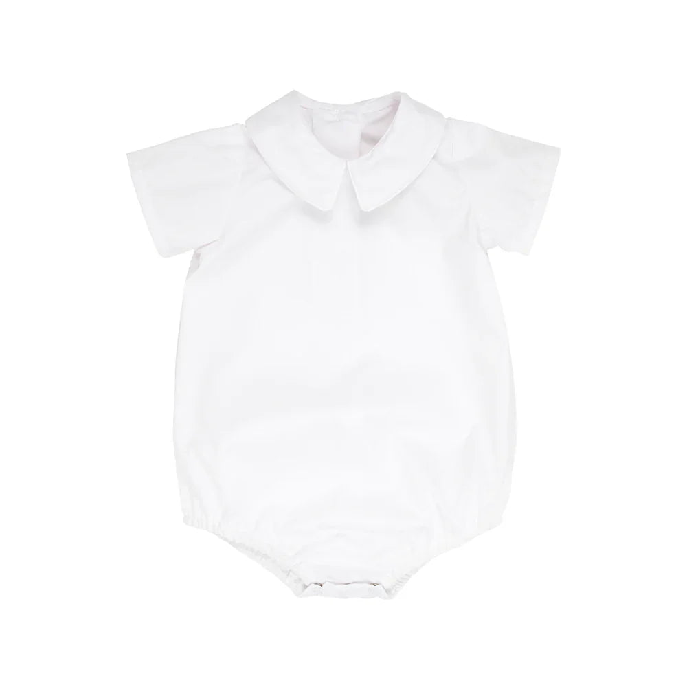 White baby romper with short sleeves on a white background