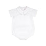 White baby romper with short sleeves on a white background