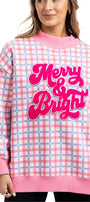 Merry & Bright Plaid Mockneck Sweatshirt